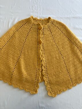 Mustard Crochet Poncho Shrug - Women's Sweater